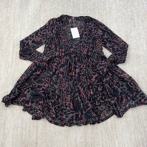 FLAWED NWT Free People Dark Romance Long Sleeve Tunic Top S